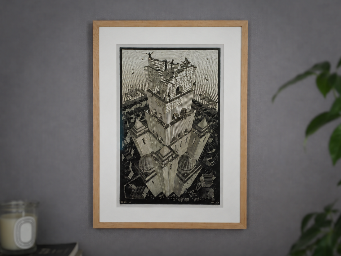 M. C. Escher Print Framed in Oak