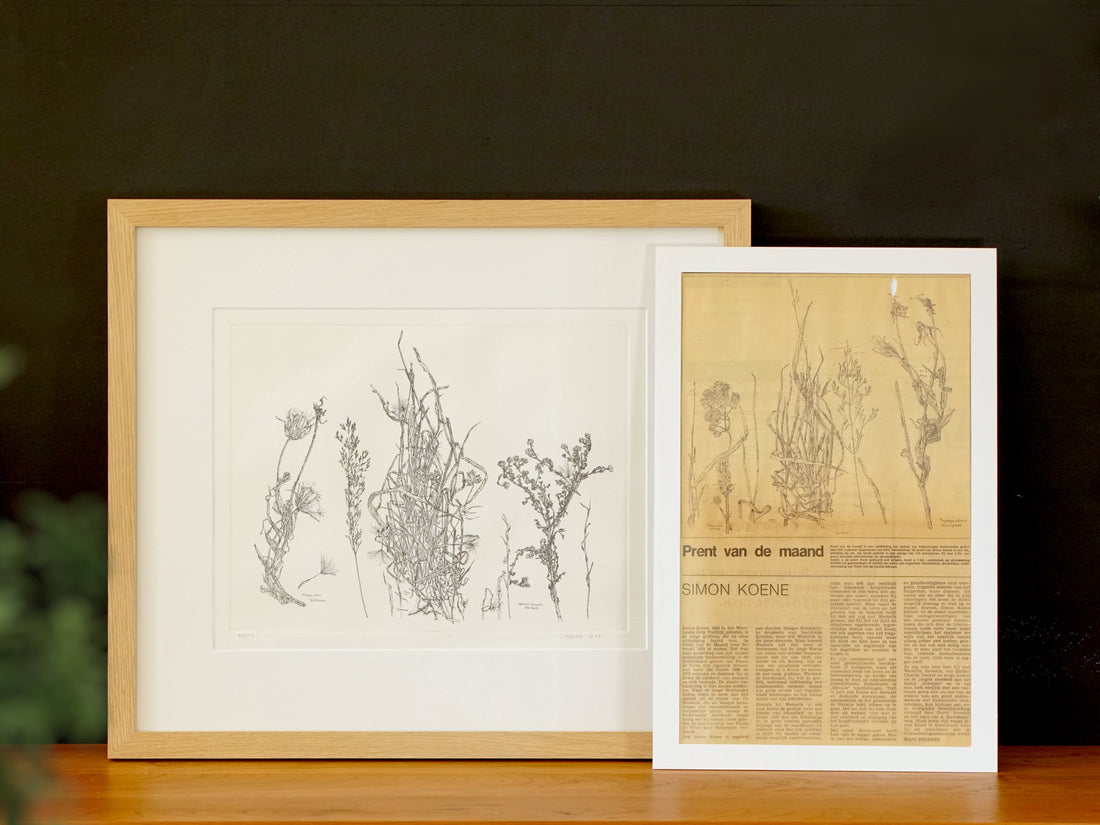 Simon Koene recovered print, framed in Oak