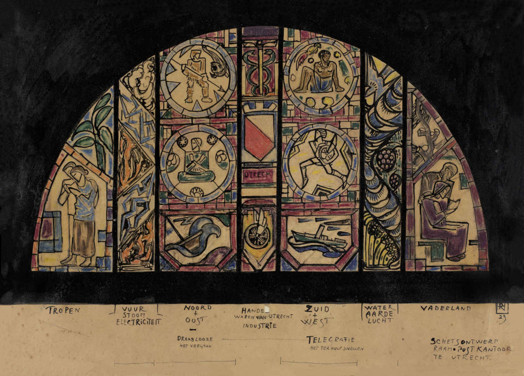 Ontwerp voor raam in het postkantoor te Utrecht, Richard Nicolaüs Roland Holst (1923)