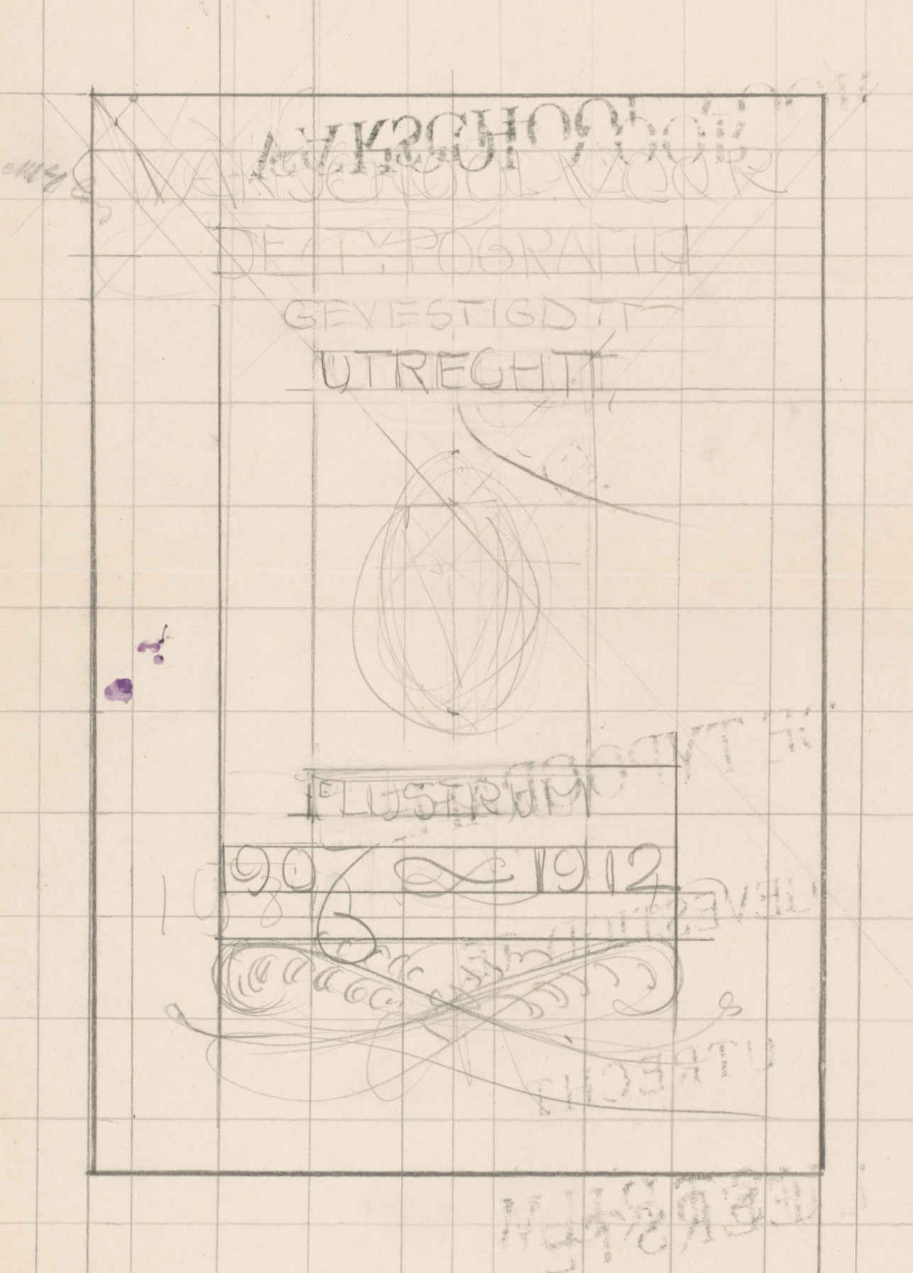 Ontwerp voor het lustrumboek van de Vakschool voor de typografie te Utrecht, Reinier Willem Petrus de Vries (1912)