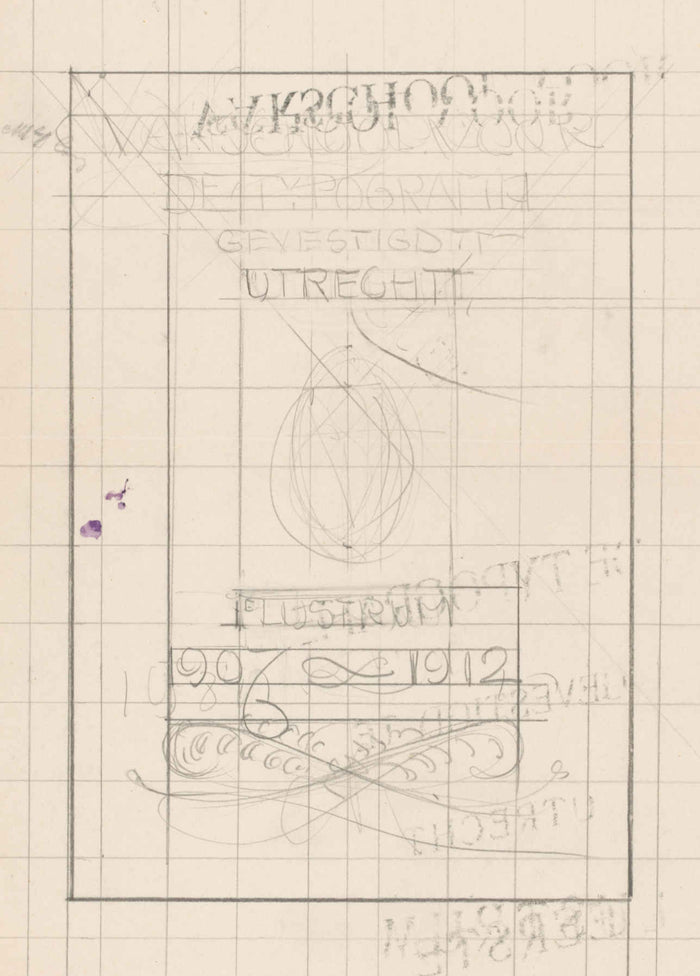 Ontwerp voor het lustrumboek van de Vakschool voor de typografie te Utrecht, Reinier Willem Petrus de Vries (1912)